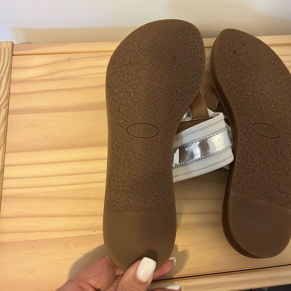 Coach Eileen Turn lock Slide Sandals Flip Flops white Silver Womens Size 9 money - Picture 12 of 12